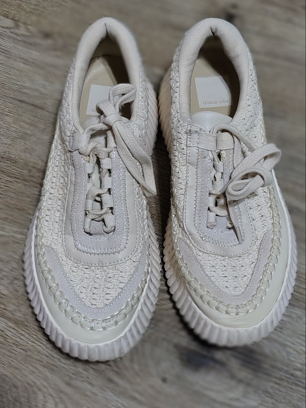Dolce Vita Cream Knit Platform Sneakers